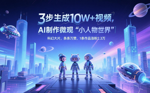 3步生成10W+视频,AI制作微观“小人物世界”科幻大片,条条万赞,1条作品涨粉2.3万