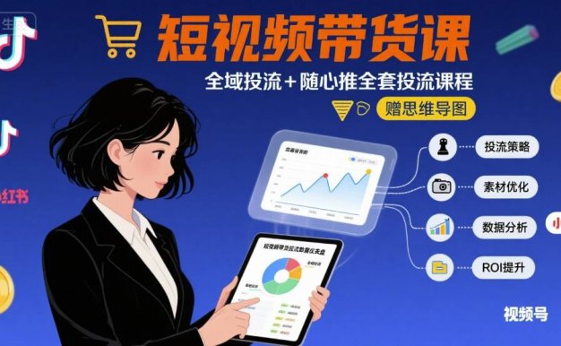 【精】最新短视频带货课,全域投流+随心推全套投流课程+思维导图