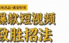 【精】墨鱼日记·爆款短视频致胜招法，学会一招，瞬间起飞，卷王出征，寸草不生