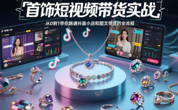 【精】首饰短视频带货实战,从0到1带你跑通抖音小店和图文带货的全流程