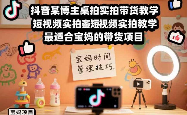 【精】抖音某博主桌拍实拍带货教学，短视频实拍教学，最适合宝妈的带货项目