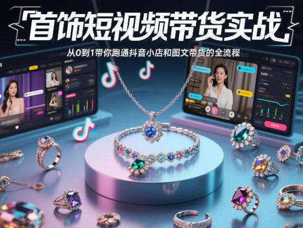 【精】首饰短视频带货实战，从0到1带你跑通抖音小店和图文带货的全流程