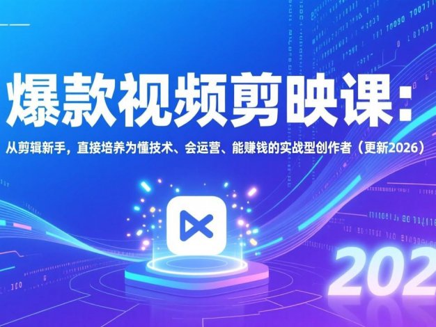 【精】爆款视频剪映课：从剪辑新手，直接培养为懂技术、会运营、能赚钱的实战型创作者（更新2026）