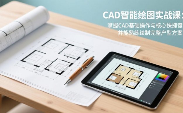 【精】CAD智能绘图实战课:掌握CAD基础操作与核心快捷键,并能熟练绘制完整户型方案