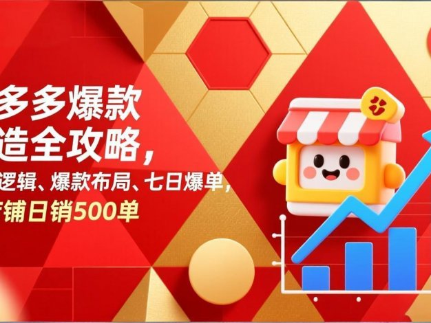 拼多多爆款打造全攻略，底层逻辑、爆款布局、七日爆单，单店铺日销500单