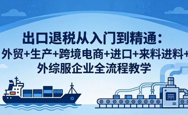 【精】出口退税从入门到精通：外贸+生产+跨境电商+进口+来料进料+外综服企业全流程教学