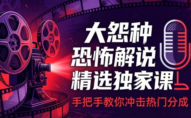 【精】大怨种恐怖解说精选独家课：电影下载+文案配音+片头封面，手把手教你冲击热门分成