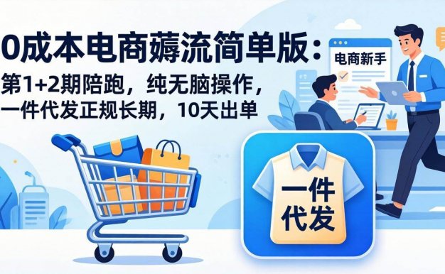 【精】0成本电商薅流简单版：第1+2期陪跑，纯无脑操作，一件代发正规长期，10天出单