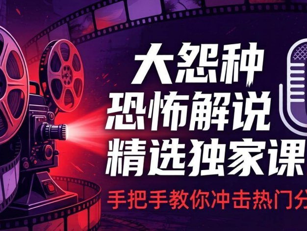 【精】大怨种恐怖解说精选独家课：电影下载+文案配音+片头封面，手把手教你冲击热门分成