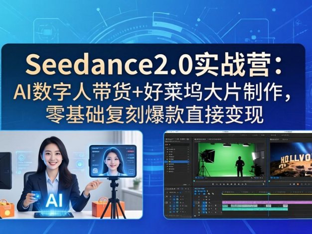 【精】Seedance2.0实战营：AI数字人带货+好莱坞大片制作，零基础复刻爆款直接变现