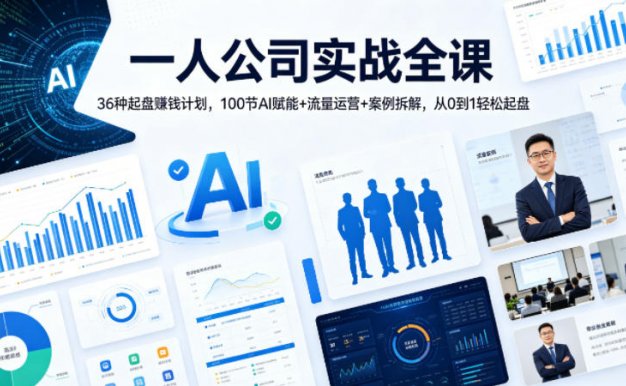 【精】一人公司实战全课｜36种起盘賺钱计划，100节AI赋能+流量运营+案例拆解，从0到1轻松起盘