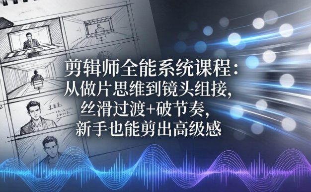 【精】剪辑师全能系统课程:从做片思维到镜头组接,丝滑过渡+破节奏,新手也能剪出高级感