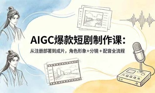 【精】AIGC爆款短剧制作课：从注册部署到成片，角色形象+分镜+配音全流程
