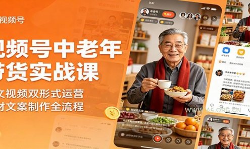视频号中老年带货实战课：图文视频双形式运营，选材文案制作全流程