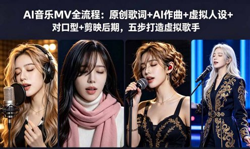 【精】AI音乐MV全流程：原创歌词+AI作曲+虚拟人设+对口型+剪映后期，五步打造虚拟歌手