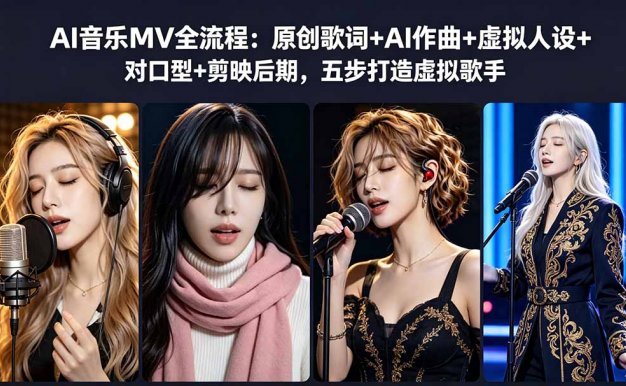 【精】AI音乐MV全流程：原创歌词+AI作曲+虚拟人设+对口型+剪映后期，五步打造虚拟歌手