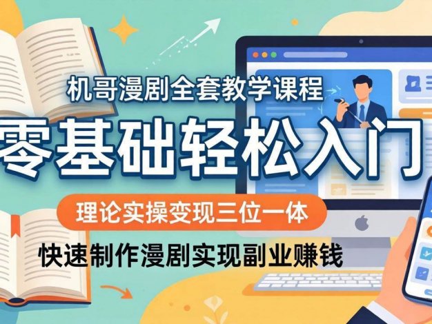 【精】飞机哥漫剧全套教学课程，理论实操变现三位一体，零基础轻松入门，快速制作漫剧实现副业赚钱