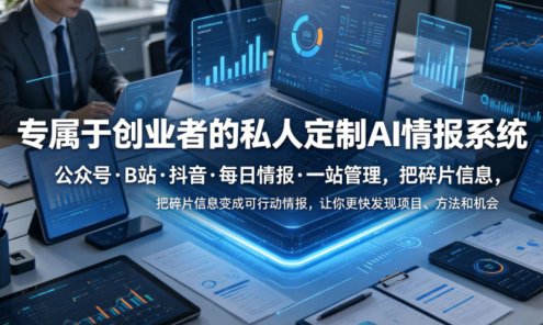 【精】专属于创业者的私人定制AI情报系统,公众号·B站·抖音·每日情报·一站管理,把碎片信息变成可行动情报,让你更快发现项目、方法和机会