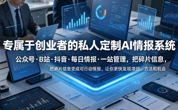 【精】专属于创业者的私人定制AI情报系统，公众号·B站·抖音·每日情报·一站管理，把碎片信息变成可行动情报，让你更快发现项目、方法和机会