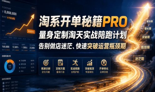 【精】淘系开单秘籍PRO,量身定制淘天实战陪跑计划,告别做店迷茫、快速突破运营瓶颈期(更新260906)