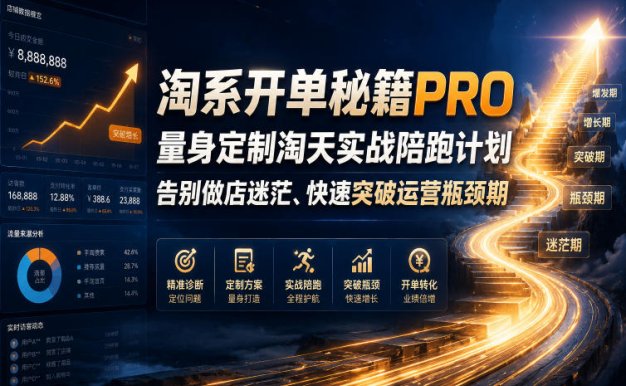 【精】淘系开单秘籍PRO,量身定制淘天实战陪跑计划,告别做店迷茫、快速突破运营瓶颈期(更新260906)