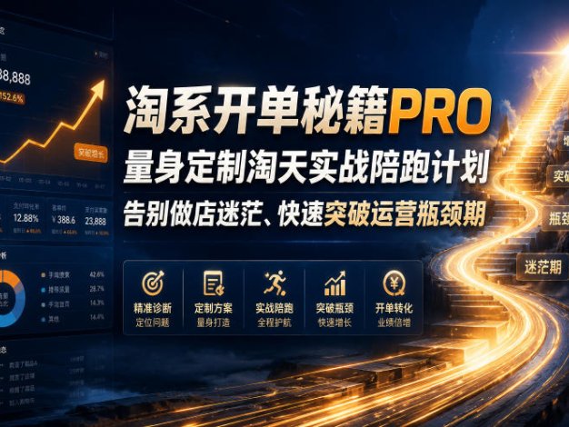 【精】淘系开单秘籍PRO，量身定制淘天实战陪跑计划，告别做店迷茫、快速突破运营瓶颈期（更新260906）